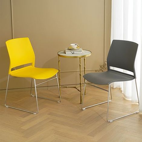 Chaise de conférence et de formation empilable — Assise sans accoudoirs, incurvée et minimaliste pour salles de réunion, espaces de négociation et zones d'accueil — Chaise de bureau avec dossier (1/2)