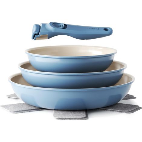 6-teiliges Keramik-Pfannenset mit abnehmbarem Griff, Induktion, 20/24/28 cm