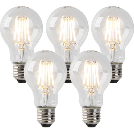 QAZQA Set of 5 Dimmable E27 LED Bulbs Clear Glass 4W 320LM 2200K