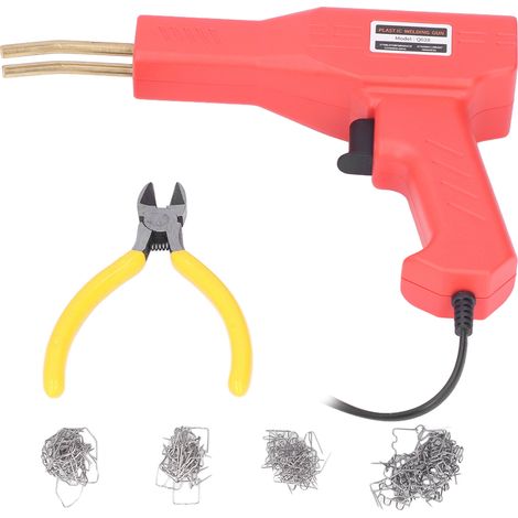 Kit de soudure plastique pour pare-chocs voiture 50W, machine à souder avec pince et agrafes, rouge, pour auto et moto, fiche ronde européenne 2 broches 220V (1/5)