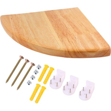 Étagère Murale d'angle en Bois de Caoutchouc 25 CM Étagère Flottante Demi-Cercle 98 Pouces Compacte pour Salle de Bain Salon et Bureau Résistante à L'Humidité (1/5)