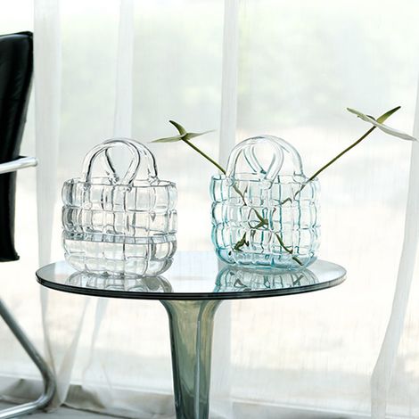 Vase en verre, panier transparent, composition florale pour salon, sac créatif, aquarium (1/5)