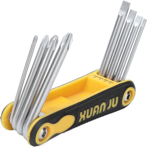 Tournevis pliant SK-288 8 en 1 cruciforme plat acier chrome vanadium outil de bricolage transportable pour entretien (1/5)