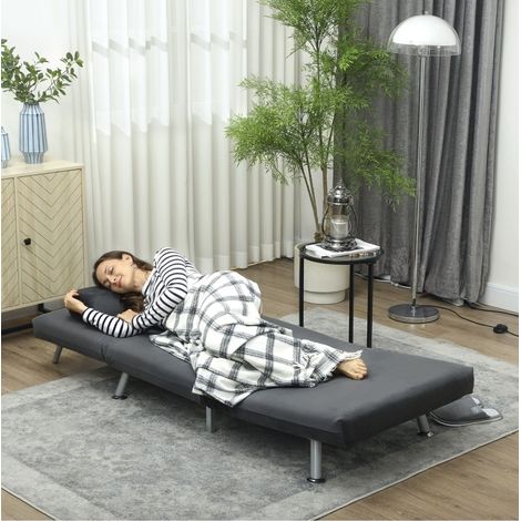 Klappsessel 75x70x75 cm dunkelgrau aus Polyester mit Bettfunktion und verstellbarer Rückenlehne (1/5)