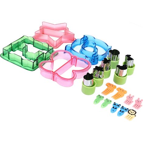 20 emporte-pièces pour sandwichs, légumes et fruits en acier inoxydable PS, comprenant des mini-emporte-pièces, des tampons et des moules. (1/5)