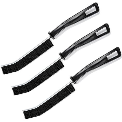 Lot de 3 brosses de nettoyage pour joints de toilettes et rails - Manche antidérapant, utilisable sur toutes les surfaces (carrelage, verre, voiture)