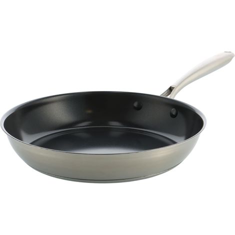 Poêle antiadhésive en céramique 28 cm, revêtement céramique sans PFAS, acier inoxydable, induction, compatible lave-vaisselle, compatible four jusqu'à 200 °C (1/5)