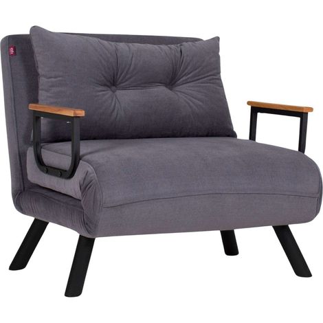 Fauteuil convertible 67x78x78 cm en tissu gris - KOM (1/7)