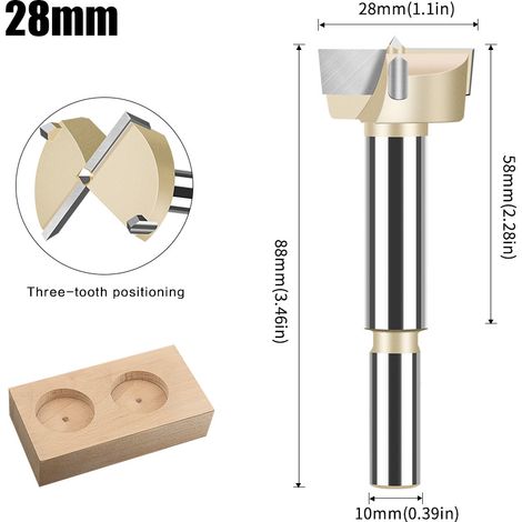 DELKEVIC 28mm Fraise Foret Forage Mèche à Bois Drill Bit Bois Charpentier Charnière
