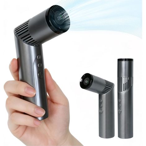 Ventilateur Portable, Mini Ventilateur de Poche, Ventilateur a Main 3000mAh Rechargeable avec écran LED Gris, Petit ventilateur idéal pour les voyages et les activités en plein air (gray)
