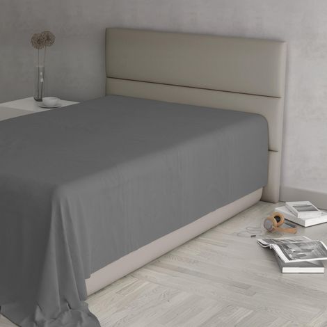 MAX COLOR Lenzuolo sopra, 100% Cotone, Tinta unita, Grigio Scuro, Singolo 150x300cm (1/4)