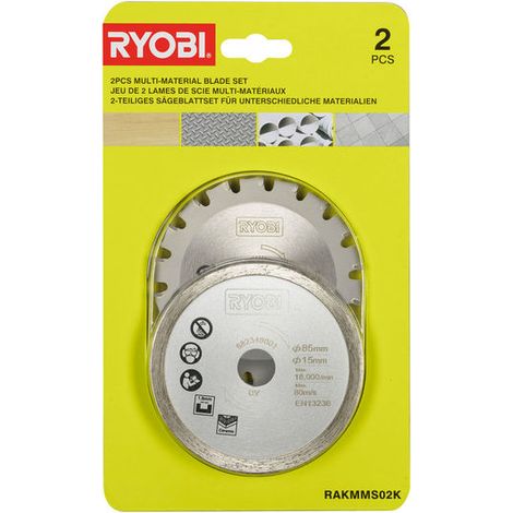 Ryobi RAKMMS02K Satz mit 2 Kreissägeblättern 86 mm 15 mm Multimaterial R18MMS (1/2)