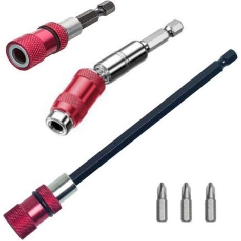 Magnetischer Schraubendreher-Bithalter, 1/4"-Sechskant-Magnetschraubendreher-Bit-Set für Trockenbauwände, Placo-Schnellwechsel-Schraubendreher-Bit-Set, geeignet für elektrische Bohrmaschinen (1/4)