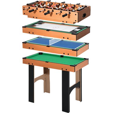 Table multi-jeux 4 en 1 pour enfants, 6 ans Baby-foot pour enfants Table de billard Table de ping-pong 92x78x80 Naturel