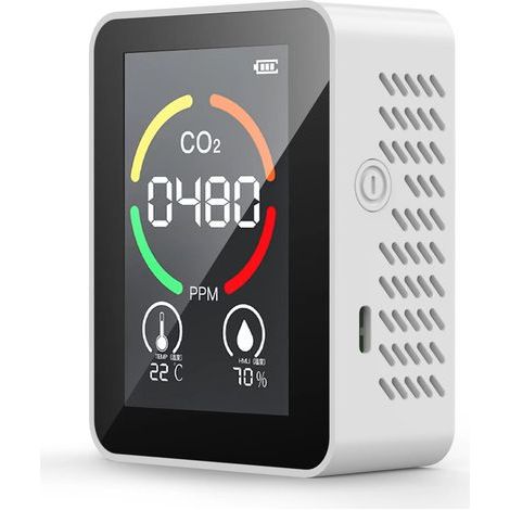 3-in-1 Air Quality Monitor – Temperature and Humidity – Color Display – White (1/5)