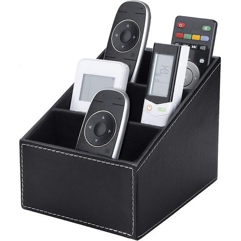 Boîte à télécommande TV, conception à trois compartiments, en cuir PU, idéale pour ranger télécommandes, lunettes et autres objets. (1/5)