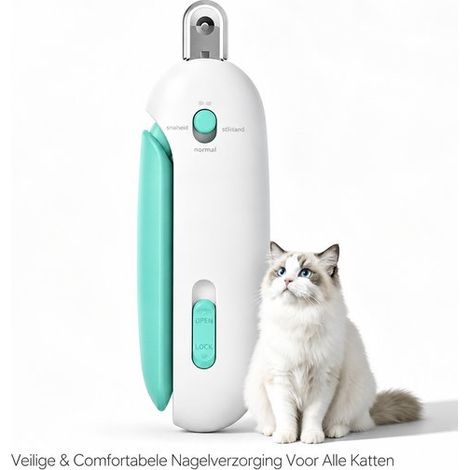 Coupe-griffes pour chat – Bleu – Réglable 1-3,5 mm – Lime cachée – Écran anti-éclaboussures – Ergonomique (1/5)
