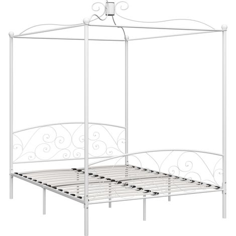 Maison Exclusive - Himmelbett-Gestell Weiß Metall 160 x 200 cm