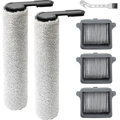 Brosse à rouleau + filtre pour Tineco FLOOR ONE S7 Combo / S7 FlashDry/Switch S7 aspirateur sec et humide pièces de rechange, ensemble d'accessoires 2 rouleaux de brosse + 3 filtres (1/5)