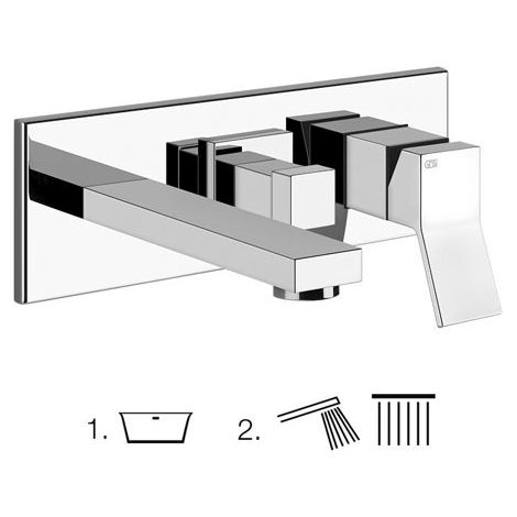 Gessi Rettangolo K, ensemble de douche prêt à poser pour mitigeur