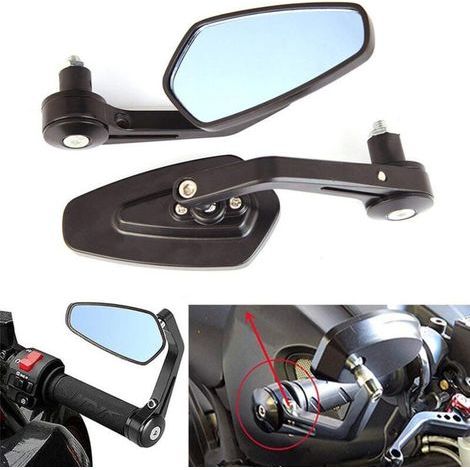 Rétroviseurs Moto 7/8" 22mm Retroviseur Moto Embout de Guidon Anti-Glare Retroviseur Latéraux Moto Yamaha Suzuki Kawasaki (1/3)