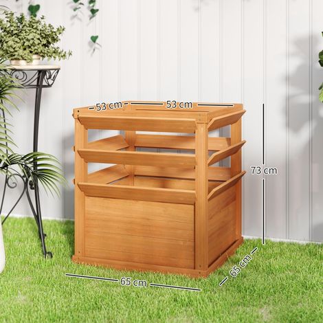 Jardinière avec treillis, lit surélevé de jardin fond ouvert, bac à fleurs en bois 65 x 65 x 73 cm, marron clair (1/3)