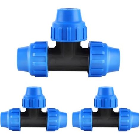 Raccords de tuyau d’eau en T - 32mmx32mmx32mm– Raccord de plomberie de compression PN16 PN20, raccord gaz 32mm,Lot de 3, Raccord de Plomberie Compression PN16 pour Polyéthylène PE80 et PE100 (1/4)