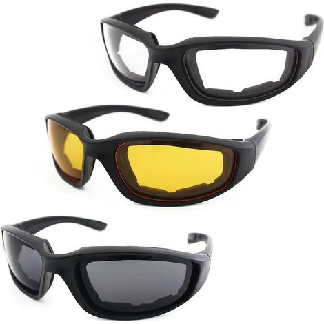 Lot de 3 paires de lunettes de moto rembourrées avec protection UV (1/5)