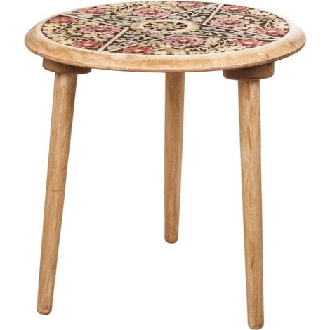 Mesa de centro de madera artesanal rojo 45x45x45h cm