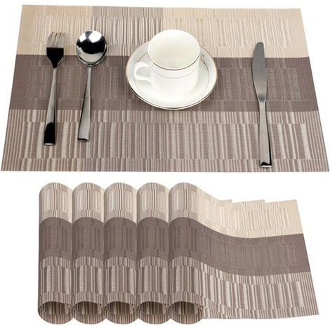 6-Pack Non-Slip PVC Placemats (45x30cm), Washable for Kitchen, Living Room, Garden, or Dining Room