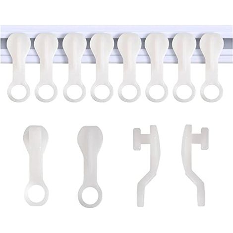 Crochets de rideau blancs en plastique pour rail, lot de 100