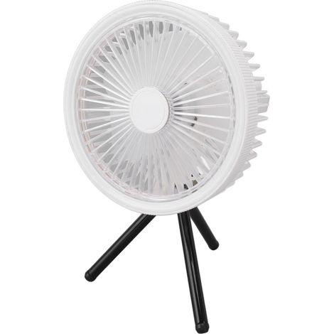 Ventilateur trépied rechargeable USB, rétractable et portable, avec télécommande et veilleuse intégrées. (1/5)