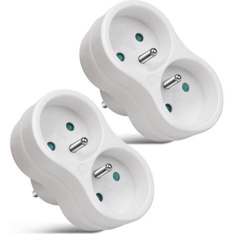 Multiprise 2 Prises pour façade, Prises de Courant avec Sécurité Enfant Intégrée, Idéal pour Chambre Bureau Domicile, 16A, 250V, Blanc (1/5)
