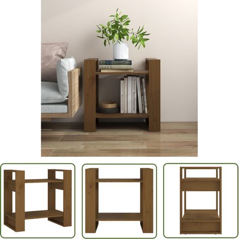 The Living Store Bücherregal/Raumteiler Honigbraun 60x35x57 cm Massivholz - Holzregal - Buche - Bücherregal Massiv - Regal Wohnzimmer - Raumteiler (1/5)