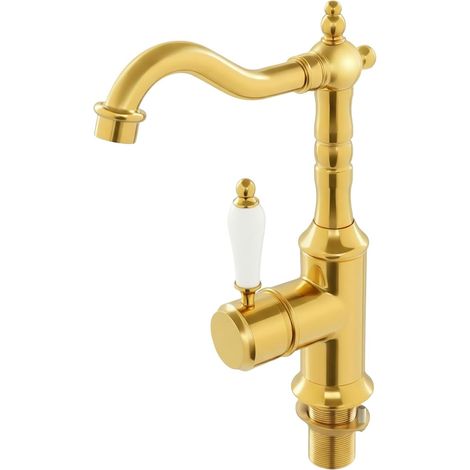 Mitigeur de lavabo - laiton - doré - monocommande - surélevé (1/5)