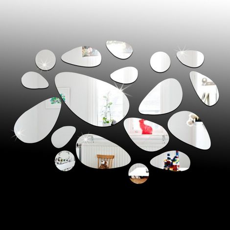 Sticker mural décoratif ovale en acrylique effet miroir - Décoration murale DIY sans cadre - Miroirs décoratifs (1/5)