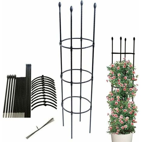ZVD Obélisque de jardin, support de plantes grimpantes, cage à tomates stable, treillis de jardin, cage de culture de légumes, fleurs et fruits grimpants pour le jardin, balcon - hauteur de la plante (1/4)