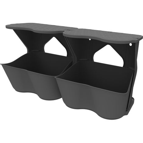 Romberg BOQUBE Flexi Garden, 2er Set Vertikales und horizontales Pflanzsystem, 52 x 20 x 26 cm horizontal aufgebaut, 26 x 20 x 52 cm vertikal aufgebaut inkl. Befestigungskit für die Wand, Farbe: Anthr