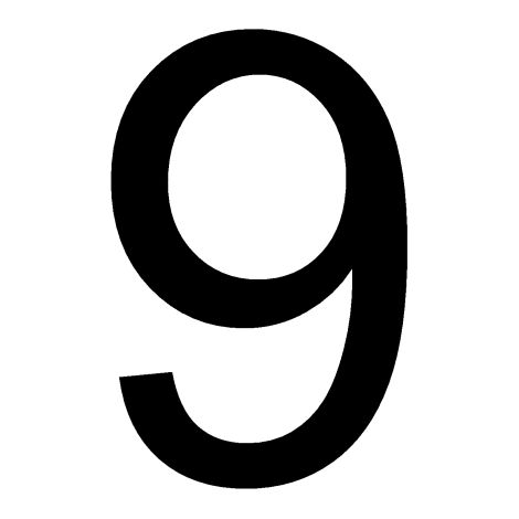 Señal Número Adhesivo de Vinilo Transparente (320 unds/Número) | 40 x 25 mm - Número 9