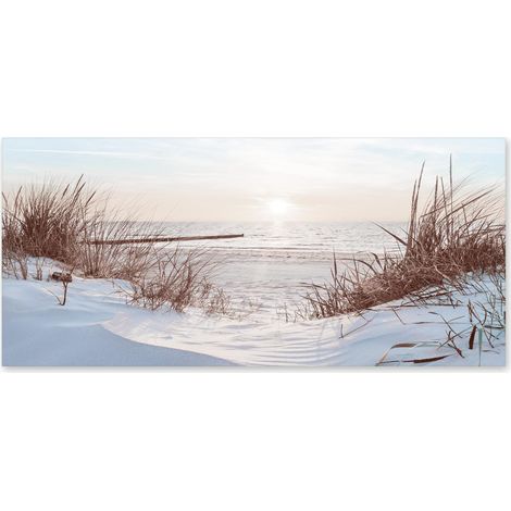 Lupia - Quadro moderno su Tela Canvas DEEP 65x143 cm TRAMONTO CON DUNE, Tela Cotone, Stampa, Made in Italy, Telaio in Legno, casa, soggiorno, capezzale camera da letto, hotel, ufficio (1/4)