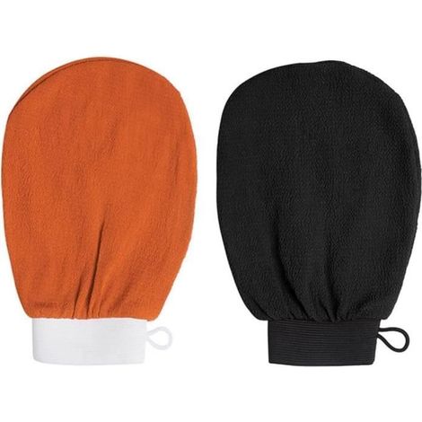 Gant Exfoliant - Non spécifié - Lot de 2 - 100% Fibre de Viscose - Couleurs Noir et Orange - 15x21 cm (1/4)