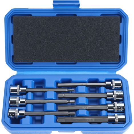 7PC Coffret de Douilles Allen 3/8" Extra Longues 110mm – Embouts Hexagonaux 3-10mm, Acier S2 Robuste et CR-V avec Boîtier de Rangement (1/5)
