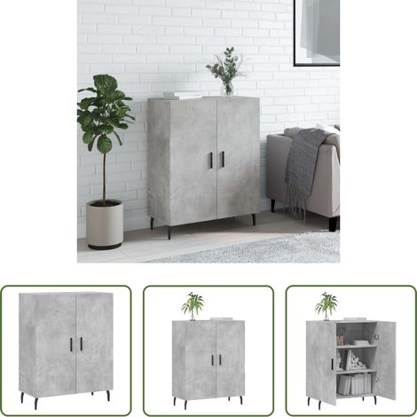 vidaXL Meuble buffet - Buffet gris béton 69,5x34x90 cm bois d'ingénierie (1/5)