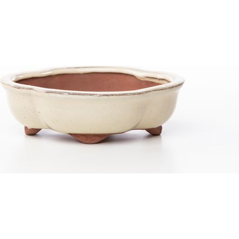 Vaso bonsai smaltato a nuvola cm. 15 Avorio (1/2)