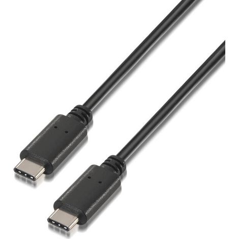Cable USB 2.0 Tipo-C Aisens A107-0056/ USB Tipo-C Macho - USB Tipo-C Macho/ 1m/ Negro (1/2)