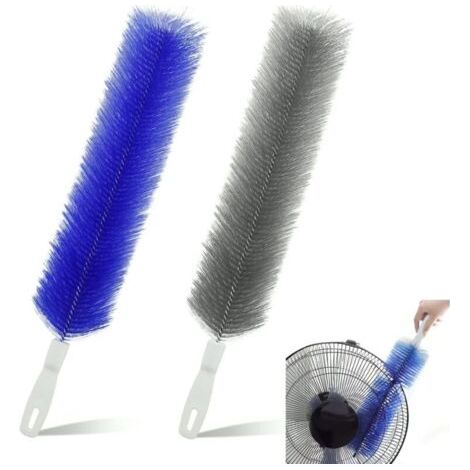 Lot de 2 plumeaux en toile d'araignée - Brosse de nettoyage en plastique - Tête en microfibre - Réutilisable - Pour volets de climatisation, ventilateurs de plafond, grilles d'aération, rideaux,