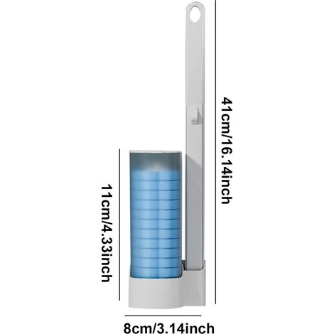Brosse de toilette jetable, système de nettoyage de toilettes jetable, kit de barre de toilette murale, brosse de cuvette jetable avec 6 têtes de rechange, système de nettoyage de cuvette de toilettes (1/4)