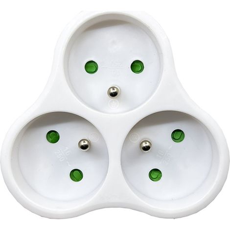 CCYKXA TRIPLITE- Multiprise  électriques 2 pôles avec Terre 3 sorties Frontales - 16 A triangulaire Blanc