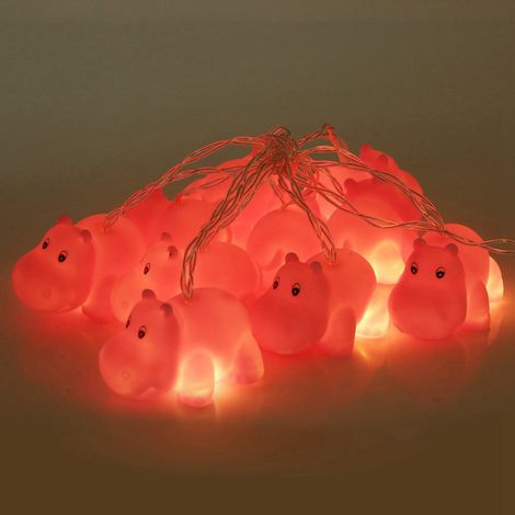 1 Guirlande lumineuse, 10 LED, motif hippopotame, plastique, chambre enfant, Noël (1/5)