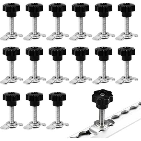 Lot de 15 rails d'arrimage, à vis, M8 x 60, ferrures d'arrimage, noires, 500 daN, pour camping-car, remorques (1/5)